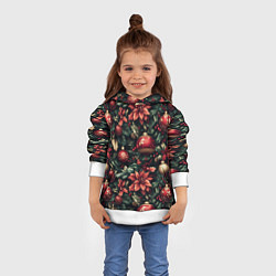 Толстовка-худи детская Паттерн с новогодними украшениями, цвет: 3D-белый — фото 2