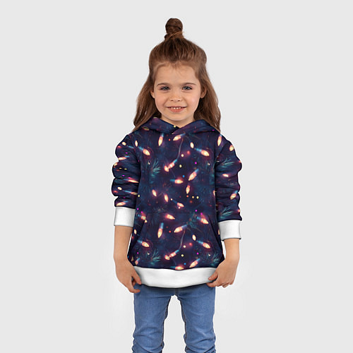 Детская толстовка Паттерн новогодняя гирлянда / 3D-Белый – фото 4