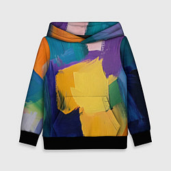 Толстовка-худи детская Мазки красок, цвет: 3D-черный