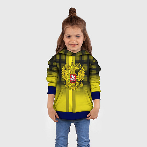 Детская толстовка Герб РФ лого текстура / 3D-Синий – фото 4