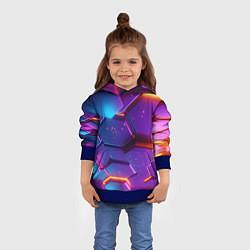 Толстовка-худи детская Трехмерные соты с эффектом неона, цвет: 3D-синий — фото 2