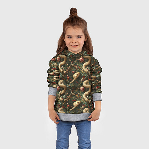 Детская толстовка Паттерн со змеями и елкой / 3D-Меланж – фото 4