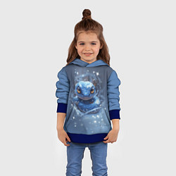 Толстовка-худи детская Змея с большими глазами, цвет: 3D-синий — фото 2