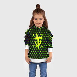 Толстовка-худи детская DOOM кислотное лого звёзды, цвет: 3D-белый — фото 2