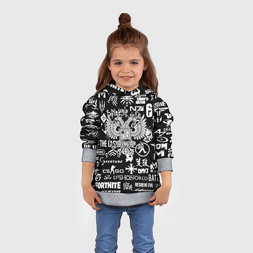 Детская толстовка Киберсорт Россия герб / 3D-Меланж – фото 4