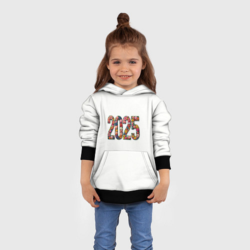 Детская толстовка Цифры 2025 из разноцветных цветов / 3D-Черный – фото 4