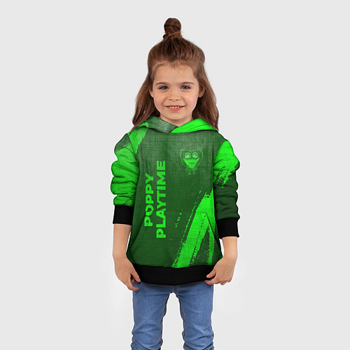 Детская толстовка Poppy Playtime - green gradient вертикально / 3D-Черный – фото 4