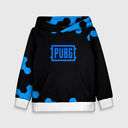 Толстовка-худи детская PUBG синие соты абстракция, цвет: 3D-белый