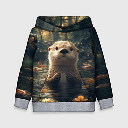 Детская толстовка Выдра в летнем пруду