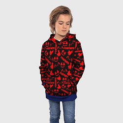 Толстовка-худи детская Fortnite pattern game red, цвет: 3D-синий — фото 2