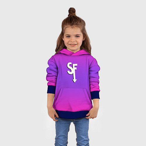 Детская толстовка Sally Face neon gradient / 3D-Синий – фото 4