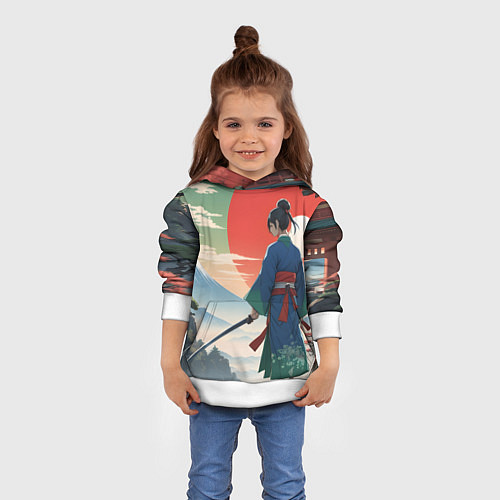 Детская толстовка Самурай на ярком красивом фоне / 3D-Белый – фото 4