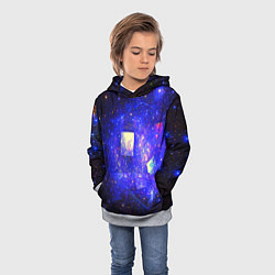 Толстовка-худи детская Космическая абстракция звезды, цвет: 3D-меланж — фото 2