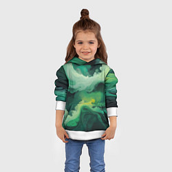 Толстовка-худи детская Изумрудные волны, цвет: 3D-белый — фото 2