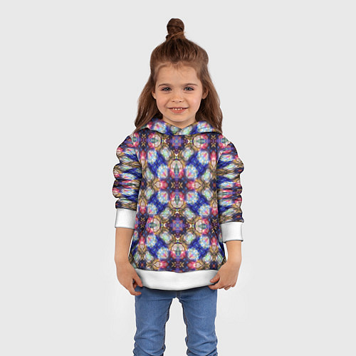 Детская толстовка Пестрый калейдоскопический узор / 3D-Белый – фото 4