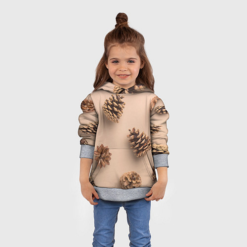 Детская толстовка Еловые шишки на бежевом фоне / 3D-Меланж – фото 4