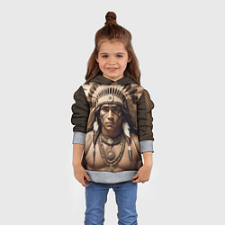 Толстовка-худи детская Индеец искусство, цвет: 3D-меланж — фото 2