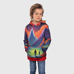 Толстовка-худи детская Фантастический красочный пейзаж, цвет: 3D-красный — фото 2