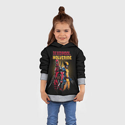 Толстовка-худи детская Deadpool & Wolverine - film, цвет: 3D-меланж — фото 2