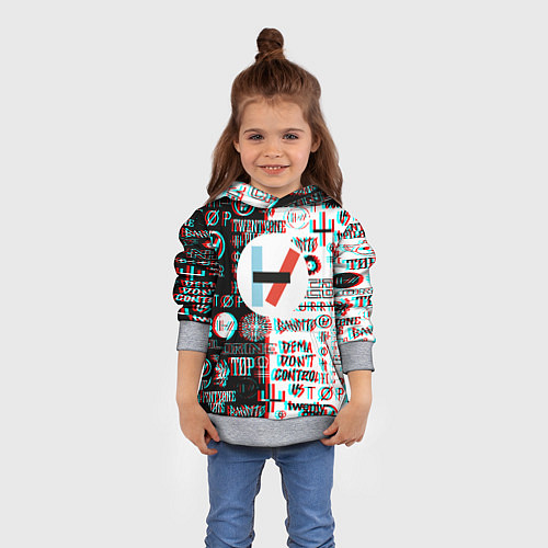 Детская толстовка Twenty one pilots glitch pattern / 3D-Меланж – фото 4