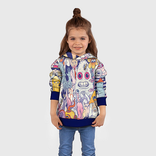 Детская толстовка Психоделические монстры / 3D-Синий – фото 4