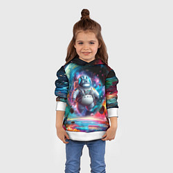 Толстовка-худи детская Astronaut Totoro in neon space - ai art fantasy, цвет: 3D-белый — фото 2