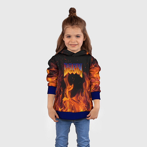 Детская толстовка Doom fire steel logo / 3D-Синий – фото 4