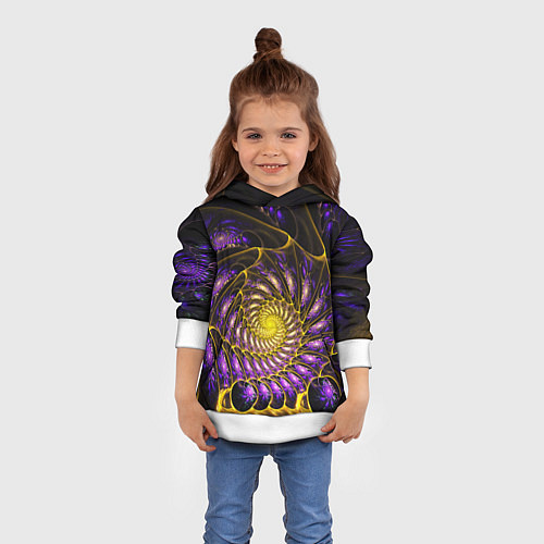 Детская толстовка Fractal illusion steel / 3D-Белый – фото 4