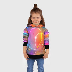 Толстовка-худи детская Неоновые сердца со звездочками, цвет: 3D-черный — фото 2