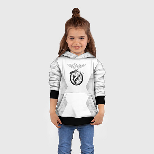 Детская толстовка Benfica white poly / 3D-Черный – фото 4
