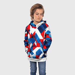 Толстовка-худи детская Сине бело красная абстракция, цвет: 3D-белый — фото 2