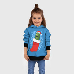 Толстовка-худи детская Новогодний Рик огурчик - Merry Rickmas, цвет: 3D-черный — фото 2