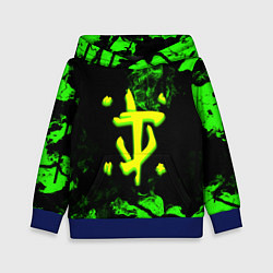 Толстовка-худи детская Doom кислотное лого в огне, цвет: 3D-синий