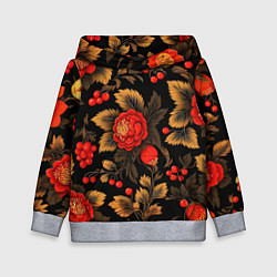 Детская толстовка Русская хохлома, цветы, паттерн