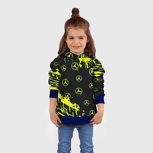 Детская толстовка Mercedes кислотные логотипы / 3D-Синий – фото 4