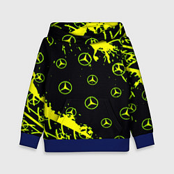 Толстовка-худи детская Mercedes кислотные логотипы, цвет: 3D-синий