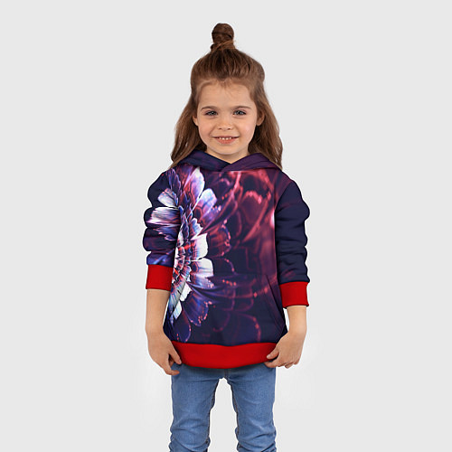 Детская толстовка Фрактальный цветок абстракция / 3D-Красный – фото 4