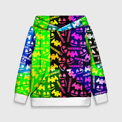 Толстовка-худи детская Marshmello pattern neon steel, цвет: 3D-белый