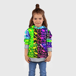 Толстовка-худи детская Marshmello pattern neon steel, цвет: 3D-меланж — фото 2