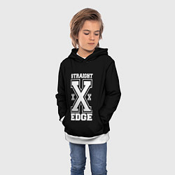 Толстовка-худи детская Straight edge SXE, цвет: 3D-белый — фото 2