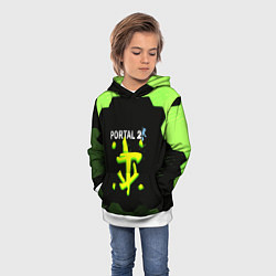 Толстовка-худи детская Doom x portal 2 зелёные соты, цвет: 3D-белый — фото 2