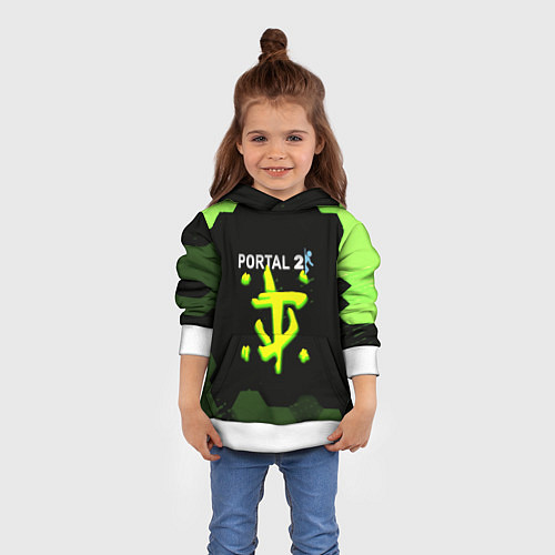 Детская толстовка Doom x portal 2 зелёные соты / 3D-Белый – фото 4