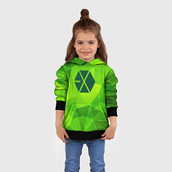 Толстовка-худи детская Exo green poly, цвет: 3D-черный — фото 2