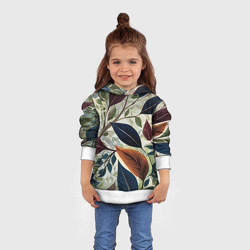 Детская толстовка Листья искусство / 3D-Белый – фото 4