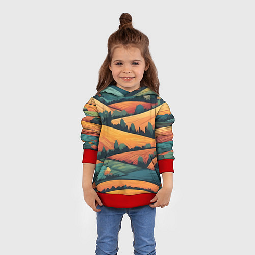 Детская толстовка Поля луга / 3D-Красный – фото 4