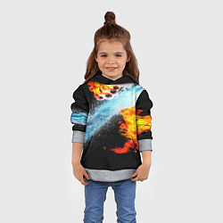 Толстовка-худи детская Огонь и вода столкновение, цвет: 3D-меланж — фото 2