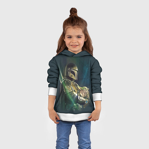 Детская толстовка Куда я туда и он - Мандалорец / 3D-Белый – фото 4