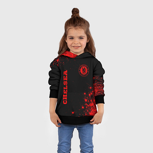 Детская толстовка Chelsea - red gradient вертикально / 3D-Черный – фото 4