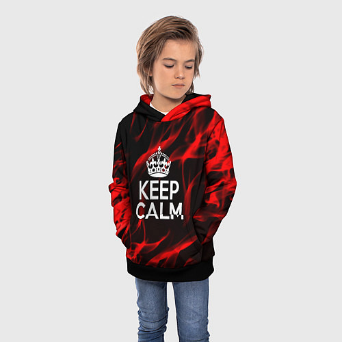 Детская толстовка Keep calm flame red / 3D-Черный – фото 3