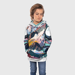 Толстовка-худи детская Искусство гор, цвет: 3D-белый — фото 2